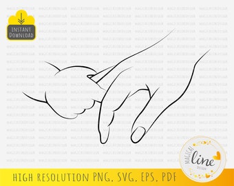 Mother and child hand Svg, Holding hand clipart, Mom and baby png, Mother's day Svg, Mum T-shirt design, Hand drawn Clipart, Baby room decor