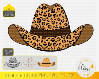 Leopard Hut SVG, Cowboy Hut Eps, Cowgirl Hut SVG, Cowgirl Hut Vektor, Western Clipart, Cowboy Hut geschnitten Datei, Silhouette Cricut