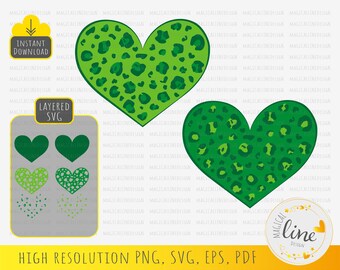 Corazón con estampado de leopardo del Día de San Patricio (SVG, descarga digital)