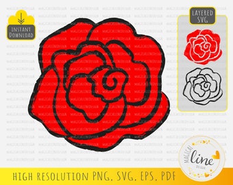 Distressed Red Rose SVG Vector Clipart (Digital Download)