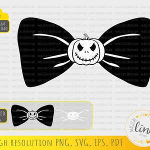 Jack Pumpkin Bow Svg, Halloween Bow Tie Svg, Scary Pumpkin Eps, Jack Pumpkin Stencil, Halloween Vector, Bow Tie Cut file, Cricut Silhouette