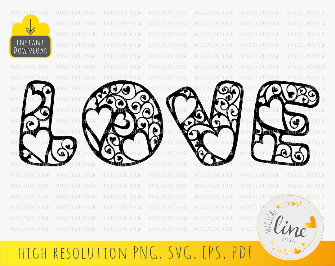 Love Text Written Svg, Valentine's Day Svg, Love and Heart Svg, Fancy ...