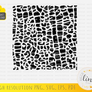 May include: Black and white abstract pattern with a mosaic design. The pattern is made up of many small, irregular shapes.