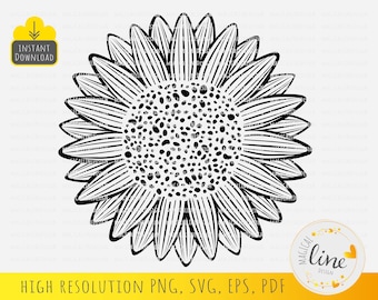 Sunflower Outline SVG, Autumn Flower Cut File (Digital Download)