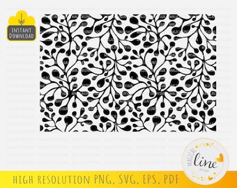 Patrón floral abstracto SVG, plantilla de hojas, enredadera y ramas (descarga digital)