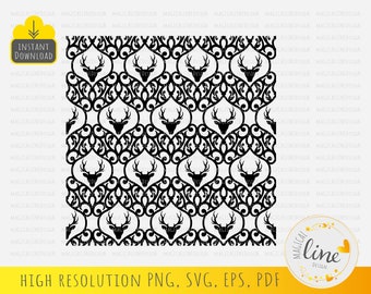 Patrón de invierno de ciervos, diseño de renos sin costuras (descarga digital)