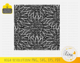Seamless Sunflower Pattern SVG, Autumn Floral Cut File (Digital Download)