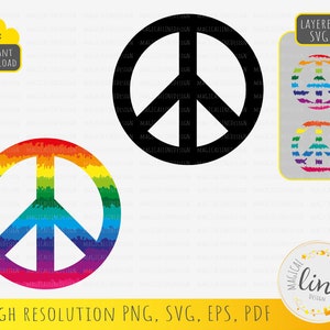 Pride Peace Sign svg, Distortion Rainbow Peace Svg, Peace Symbol Svg, LGBT svg, Peace T-shirt design, Peace Cut Fİle, Cricut Silhouette