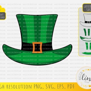 Leprechaunhatt SVG, St. Patrick's Day-klöver (digital nedladdning)