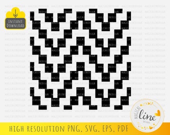Archivo SVG de corte geométrico en zigzag con patrón de chevron de píxeles (descarga digital)