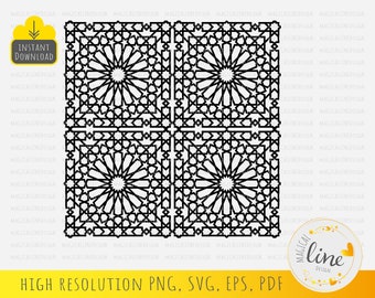 Arabesque Pattern Svg, Seamless Pattern, Islamic Wall Decor, Ethnic Stencil, Tooled Leather Svg, Ornamental Vector, Silhouette Cricut