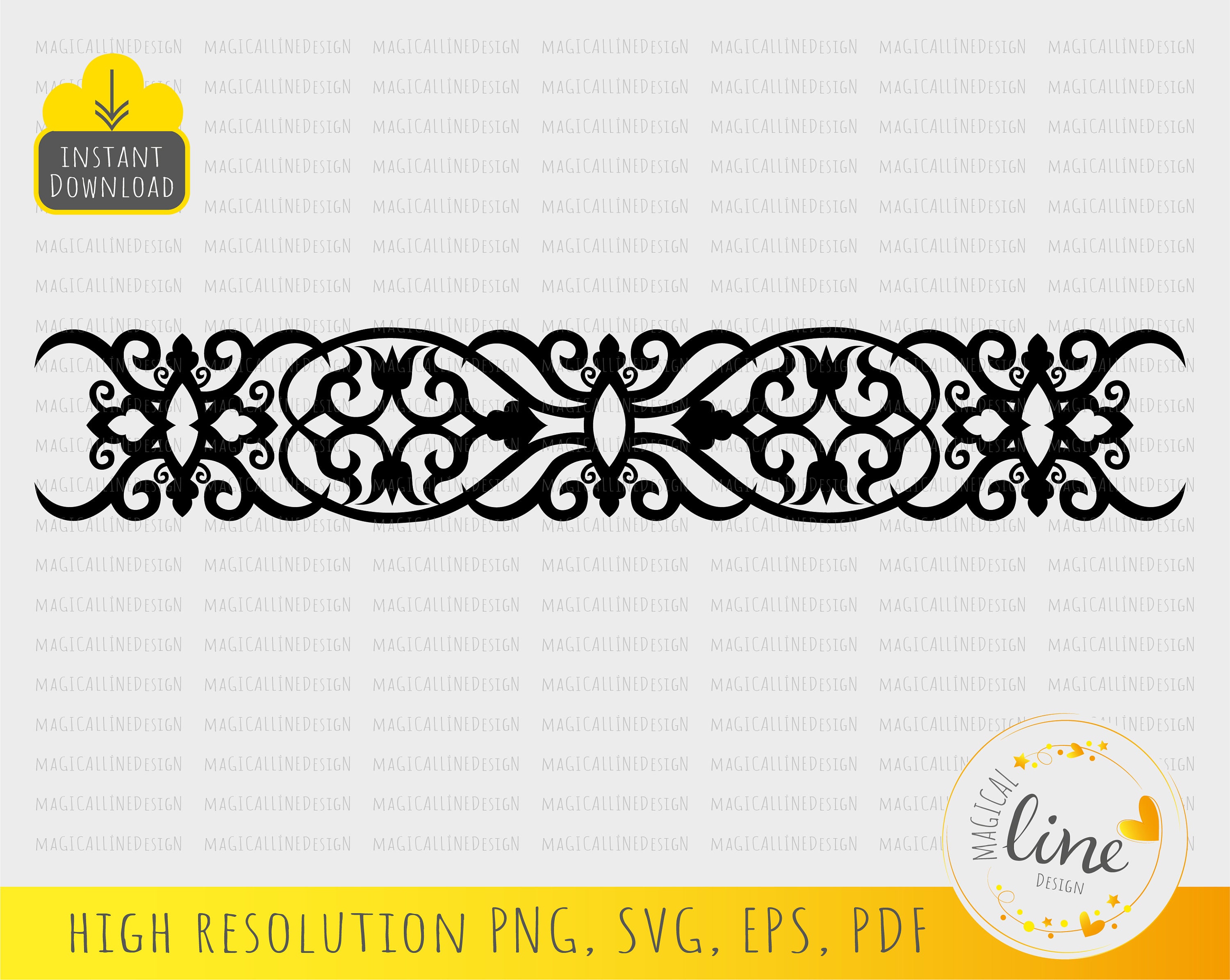 Damask Border Stencil Svg, Tooled Leather Svg, Ornament Cutting Vinyl