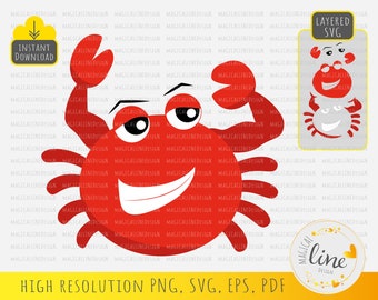 Smug Crab Biceps Cartoon, Summer Clipart (svg, eps, png, pdf, dxf)