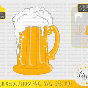 Bierpul met schuim Svg, handgetekende bierschuim Svg, bierglas Vector, bierpul eps, Cheers and Beers Eps, partij Clipart, silhouet Cricut