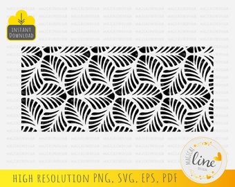 Leaf Border Svg, Seamless Stencil, Plants Tooled Leather Svg, Ornamental Cutting Vinyl Template, Leaves Paper Cut File, Wall Art Design eps