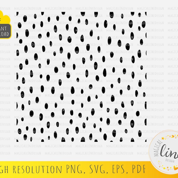 Boho Dot Pattern Svg, Polka Dots Pattern, Scatter Dots Vector, Seamless Pattern, Hand Drawn Dot Svg, Wall art Dxf, Silhouette Cricut