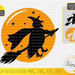 Flying Witch Svg, Witch on Broom Eps, Halloween Clipart, Flying Witch Vector,  Ugly Witch Eps, Witch Vector, Silhouette Cricut