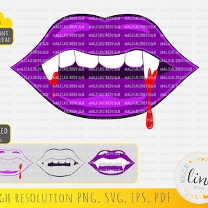 Bloody Vampire Teeth Svg, Vampire Fang Eps, Vampire Lips Vector, Halloween Clipart, Vampire Mouth, Pop art Vampire Fang, Silhouette Cricut