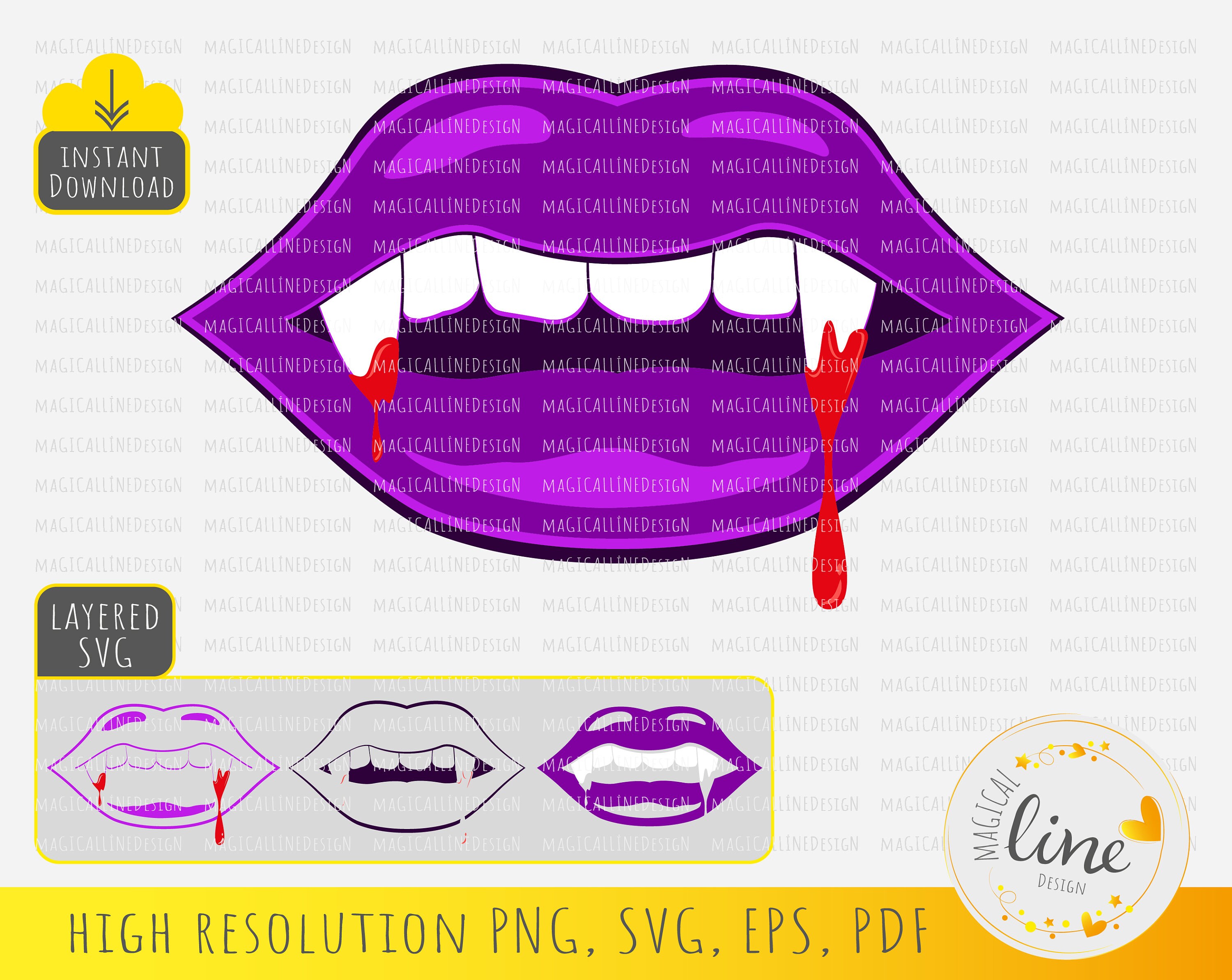 Bloody Vampire Teeth Svg, Vampire Fang Eps, Vampire Lips Vector, Halloween Clipart, Vampire Mouth, Pop art Vampire Fang, Silhouette Cricut