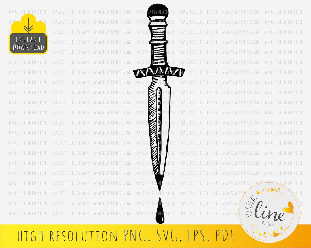 Dagger Svg, Sword Svg, Knife and Blood Clipart, Weapon Png, Dagger