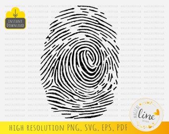 Huella dactilar SVG, clipart, plantilla, silueta (descarga digital)