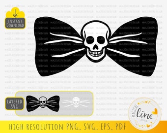 Skull Bow Tie Svg, Halloween Bow Tie Svg, Skellington Bow Tie Eps, Halloween DIY Costume, Bow Tie paper cut file, Cricut Silhouette