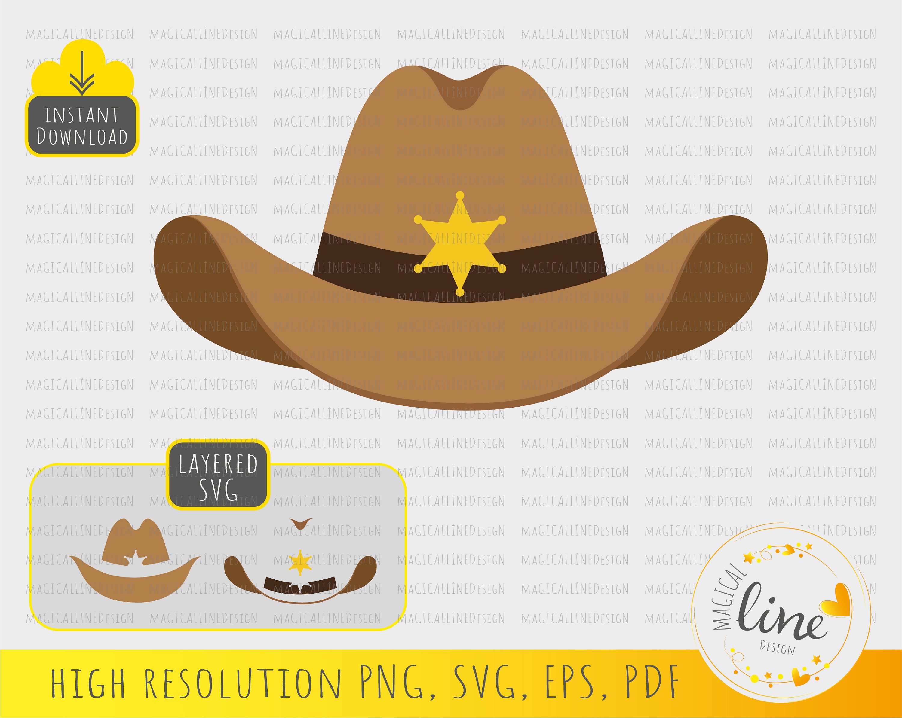 Sheriff Hat Svg, Cowboy Hat Svg, Rancher Hat Vector, Ten Gallon Hat Png, Western Rodeo Hat Eps