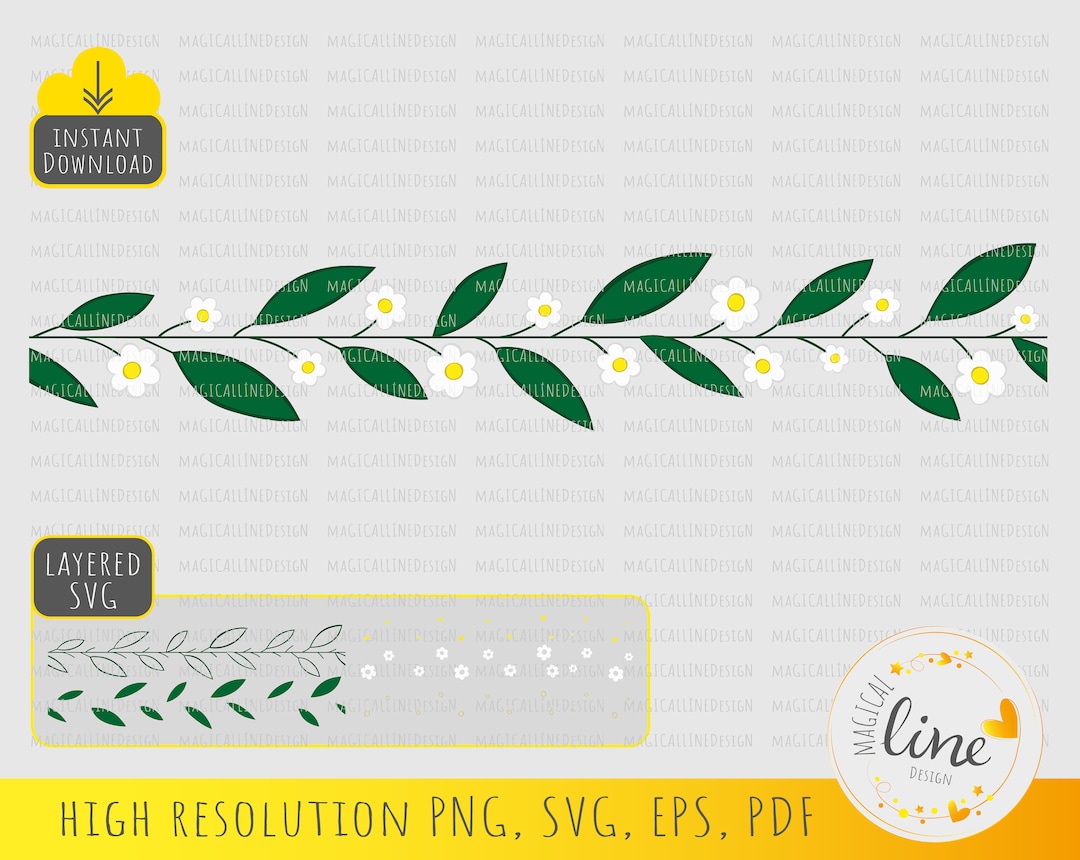 Spring Border Svg, Daisy Border Svg, Seamless Border, Floral Frame Eps