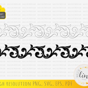 Victorian Border Svg, Damask Border Stencil, Tooled Leather Svg, Decorative swirl border, Arabesque Paper Cut File, Wall Decor, Ornament Dxf