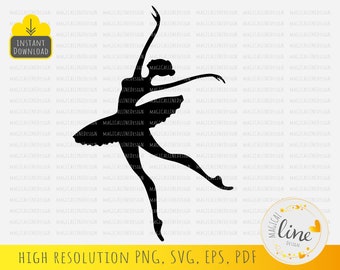 Ballerina Svg, Ballerina Silhouette Svg, Ballerina Vector, Ballet Svg, Ballerina Vinyl Cut File, Dancer Clipart, Silhouette Cricut