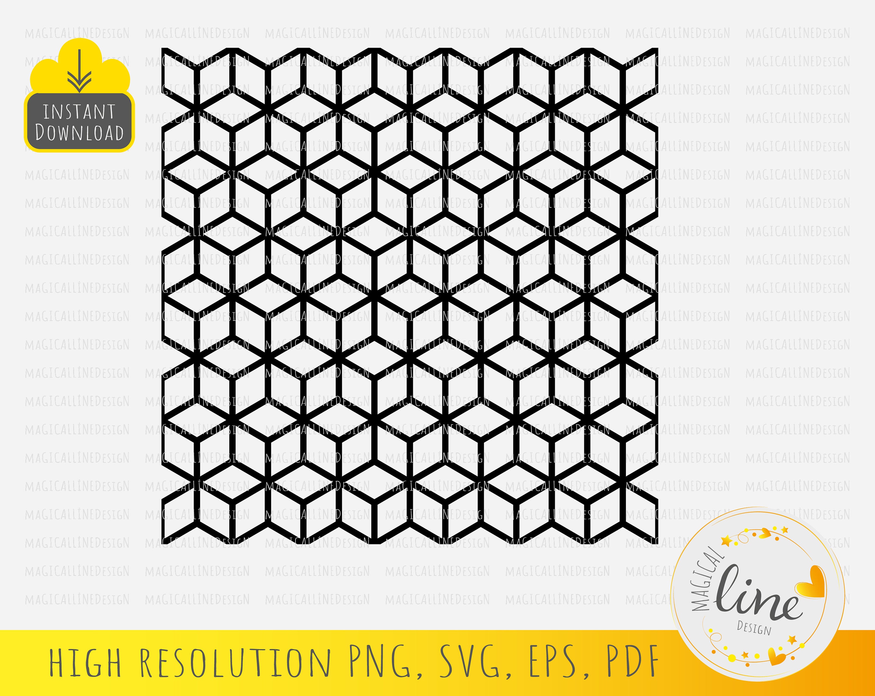 Cube Pattern Svg, Hexagon Pattern Svg, Geometric Tile Svg, Seamless ...