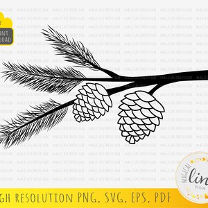 Pigna Svg, Clipart Ramo Albero di Pino, Decorazione Natalizia Stencil, Winter Home Decor eps, Wall Art Design, Silhouette Cricut, Laser Dxf