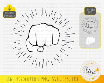 Power Punch Svg, Hand Fist Clipart, Fist Bump Svg, Fight Png, Power Hand Svg, Punch T-shirt design, Fist Hand drawn Eps, Silhouette Cricut
