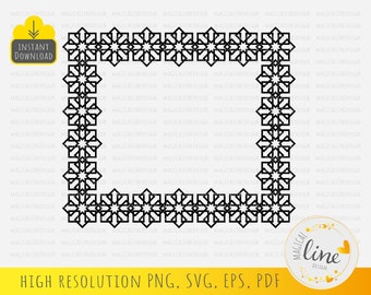 Moroccan Arabesque Frame SVG, Damask Cut File (Digital Download)