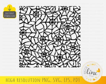 Spider Web Pattern #2, Seamless Pattern Svg, Cobweb Vector, Halloween Background, Cobweb Stencil, Halloween Decor, Silhouette Cricut