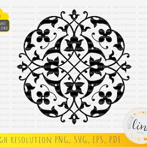 Arabesque ornement Svg, motif arabe vintage Eps, pochoir oriental, vecteur ethnique, Design marocain, fichier papier découpé, Silhouette Cricut