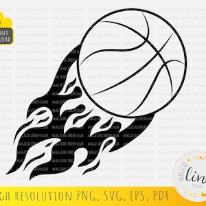 Flammender Basketball #2 Svg, Fire Basketball Eps, BallFlamme, Brennender Basketball Svg, Sport Clipart, Basketball Wandkunst, Cricut Silhouette