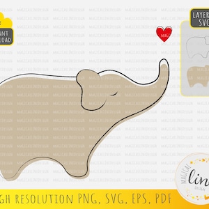 Süßer Elefant-Svg, Muttertagsclipart, Baby-Elefant-Svg, Herz-Liebes-Svg, Romantisches Tier-Svg, Valentinstag Eps, Silhouette Cricut