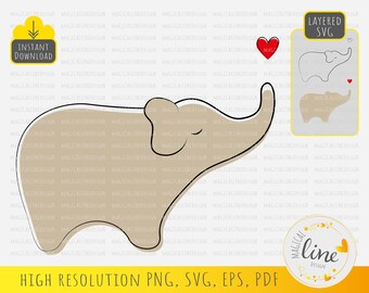 Elephant Heart SVG, Valentine's Day Clipart (Digital Download)
