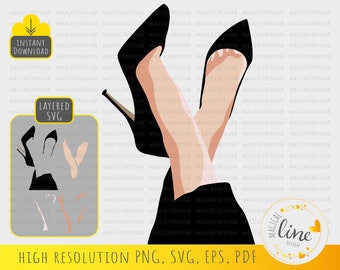 Stiletto High Heels SVG, Fashion Woman Shoes Clip Art (Digital Download)
