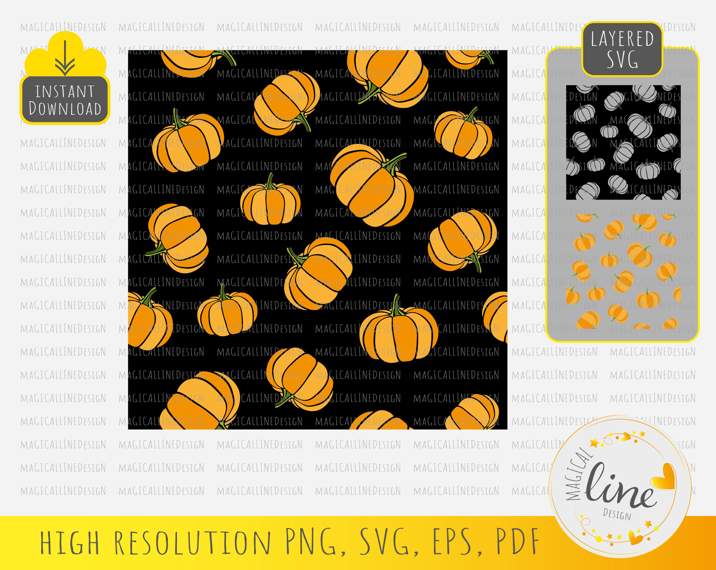 Pumpkin Seamless Pattern SVG, Autumn Stencil Vector (digital Download ...