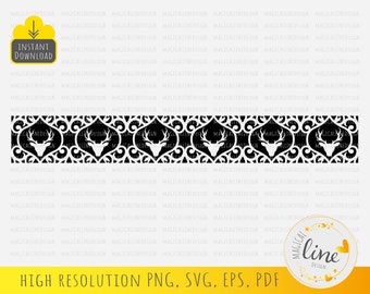 Borde de renos SVG, decoración invernal, adorno navideño (descarga digital)