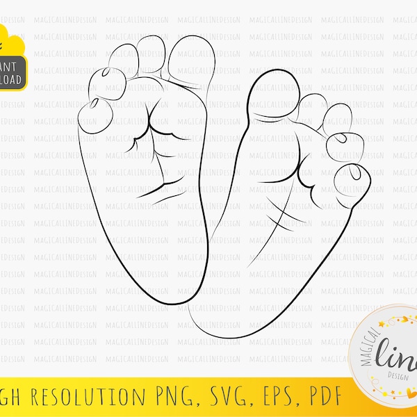 Baby Foot Svg, Hand Drawn Baby Feet, New born Clipart, Mom shirt design, Kids Room Decor, Baby Shower svg, Tattoo Design, Cricut Silhouette