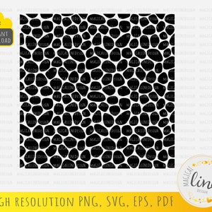 May include: Black and white seamless pattern with a repeating design of irregular, rounded shapes resembling pebbles or stones. The pattern is suitable for use in digital and print projects.