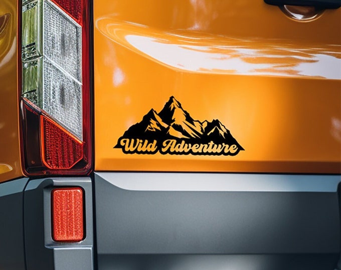 Mountaineer's Delight - Durable Campervan Vinyl Decal, Wild Adventure Theme for Outdoor Enthusiasts