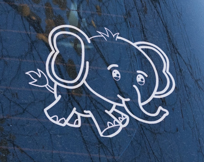 Baby Elephant Vinyl Decal Waterproof for Laptop Car Water Bottle Notebook Animal Lover Gift
