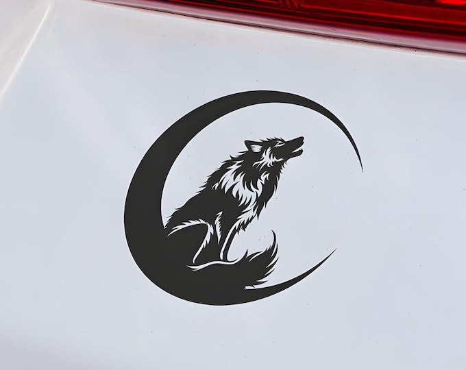 Wolf Howling at Moon Vinyl Decal - Wildlife Car/Window/Wall Art