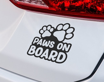 Paws On Board Sticker - Funny Pet Decal for Car, Cute Dog & Cat Lover Vehicle Accessory, Animal Paw Print Auto Decal, Unique Pet Owner Gift
