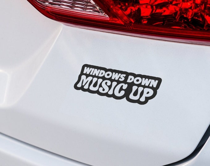 Music Lover's Vinyl Car Decal - Windows Down, Volume Up - Perfect Music Accessories for Car Decoration and Personalized Style