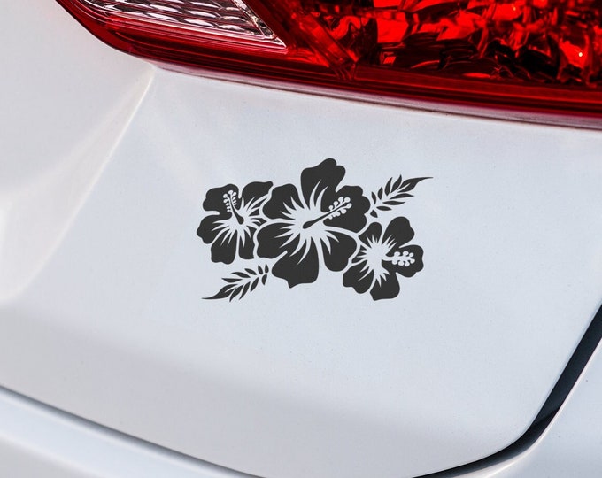 Hibiscus Car Decal, Hibiscus Wall Sticker, Tropical Flower Vinyl, Window Sticker, Phone Decor, Tablet Accessory, Journal Embellishment
